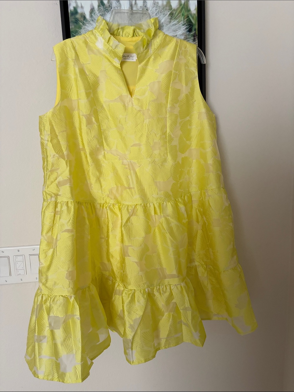 Sleeveless Yellow Tiered Ruffle Mini Dress